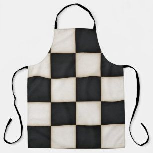 Big Black & Antique White Checkers Large Apron