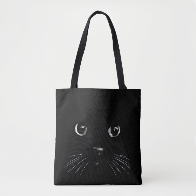Big black cat face  tote bag (Front)