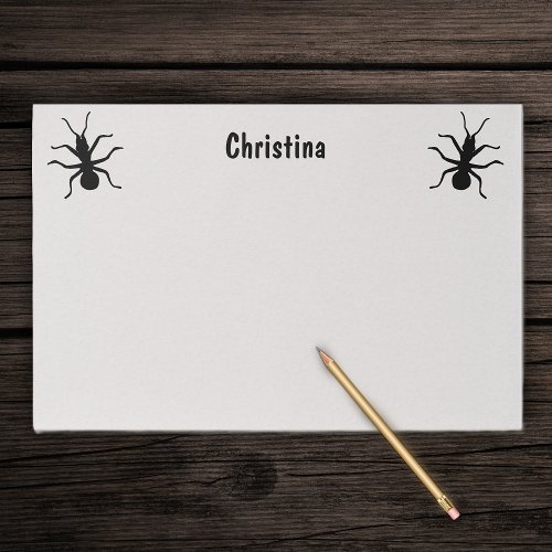 Big Black Creepy Ants on White Paper Pad