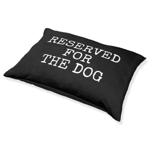 Big black dog bed with white typewriter typography