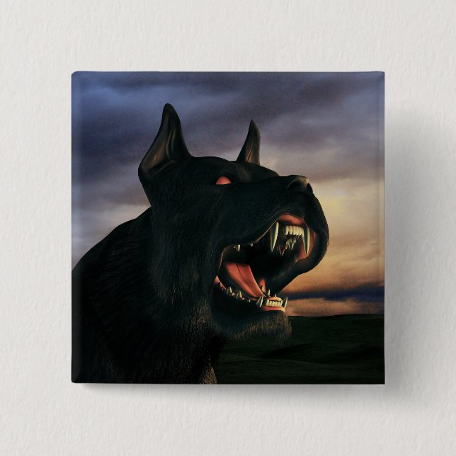 Big, black dog button (Front)