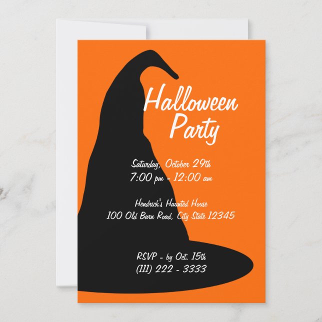 Big Black Halloween Hat Invitation (Front)