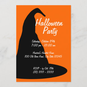 Big Black Halloween Hat Invitation