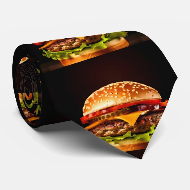 Big Black Hamburger Neck Tie  (Rolled)