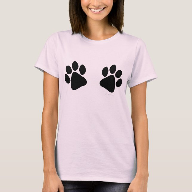Big Black Paw Prints Large Dog Lover Funny T-Shirt (Front)