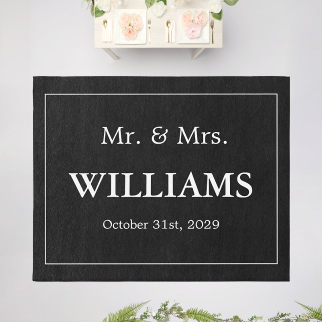Big Black Personalized Wedding Floor Rug (Insitu (Wedding 2))