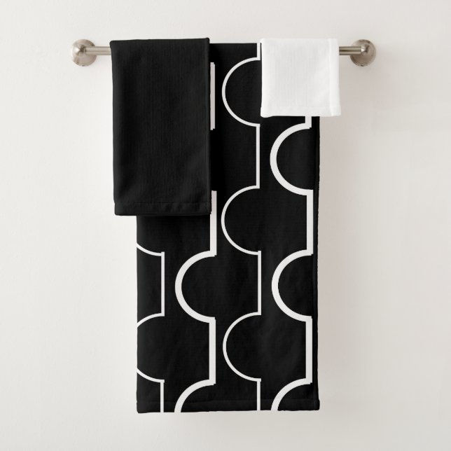 Big Black Scallops Bath Towel Set (Insitu)
