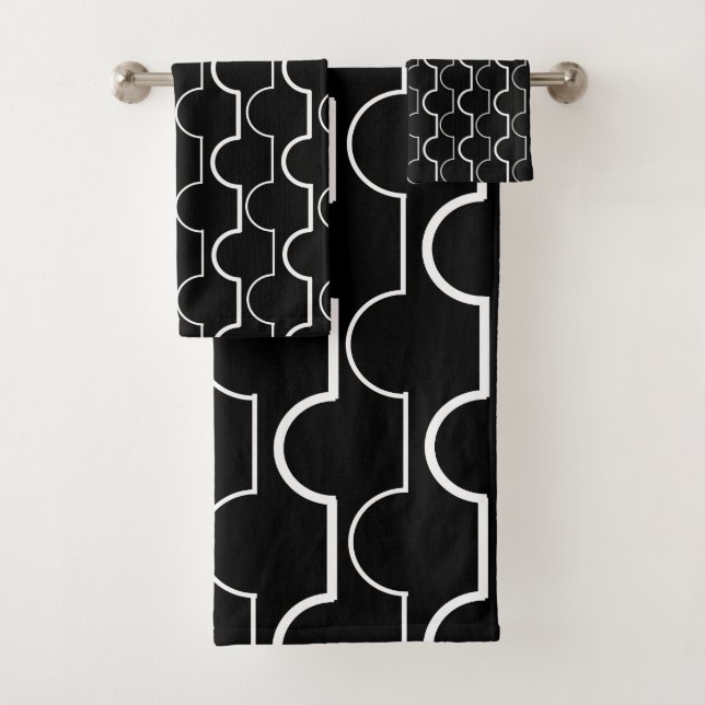Big Black Scallops Bath Towel Set (Insitu)