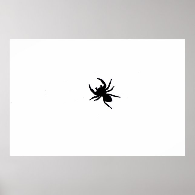 Big Black Spider Black and White Art Poster (Front)