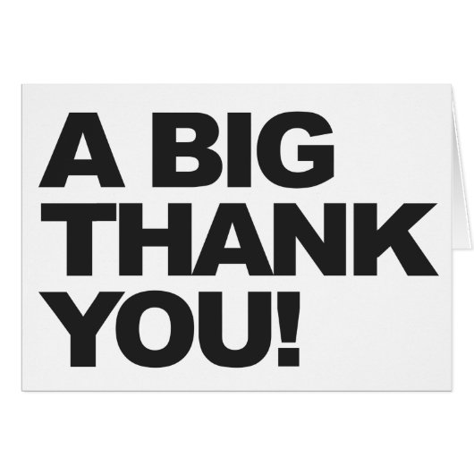 Big Black Thank You Cards (Front Horizontal)