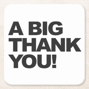 Big Black Thank You Square Paper Coaster