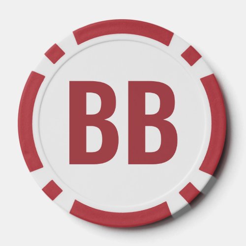 Big Blind BB Simple Red White Text Poker Chips
