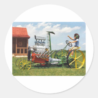 Big Block Lawn Mower Classic Round Sticker