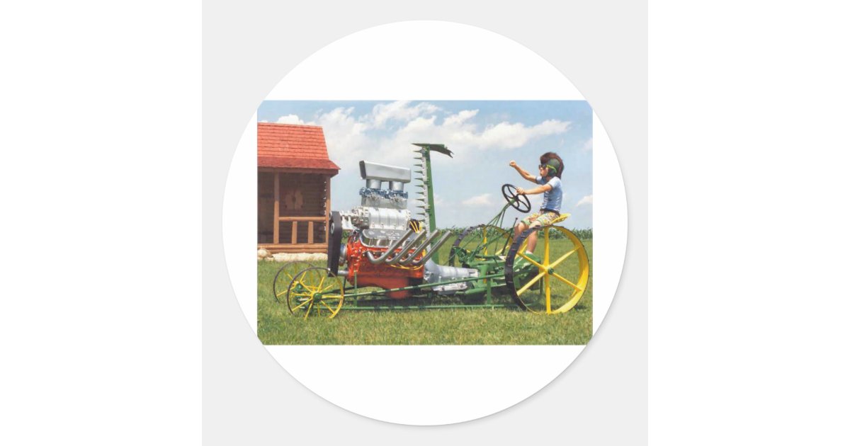 Big Block Lawn Mower Classic Round Sticker | Zazzle