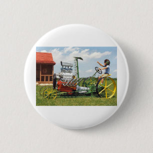 Big Block Lawn Mower Pinback Button