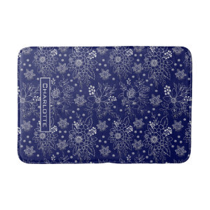 Big blossom floral seamless pattern personalized bath mat