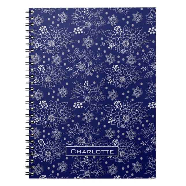 Big blossom floral seamless pattern personalized notebook (Front)