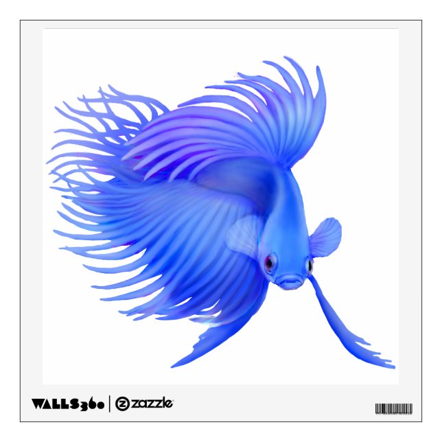 Big Blue Betta Fighting Fish Wall Decal (Front)