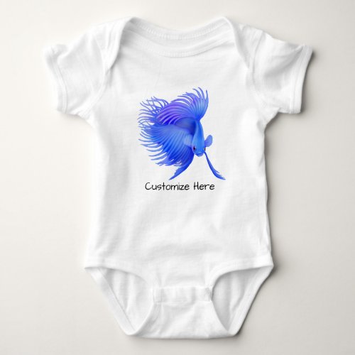 Big Blue Betta Fish Customizable One Pc Baby Bodysuit