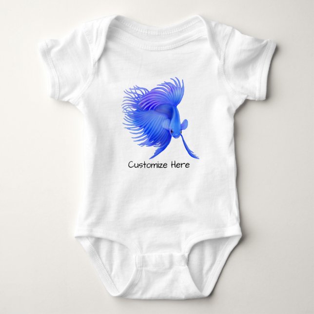 Big Blue Betta Fish Customizable One Pc Baby Bodysuit (Front)