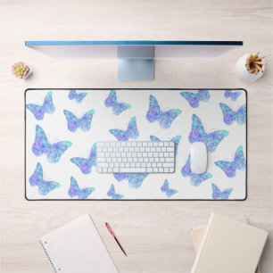 big blue butterflies desk mat
