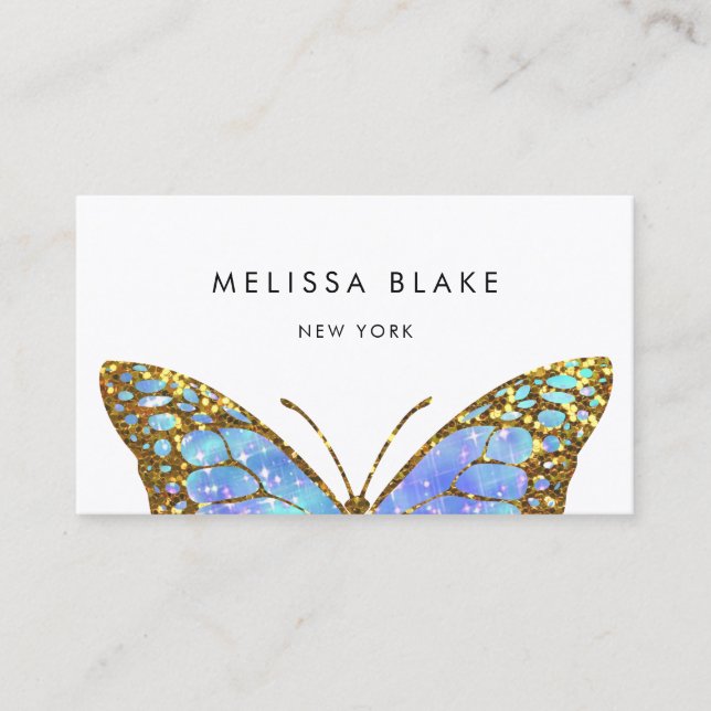big blue butterfly business card (Front)