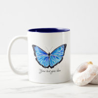Big Blue Butterfly Watercolor Personalized Text