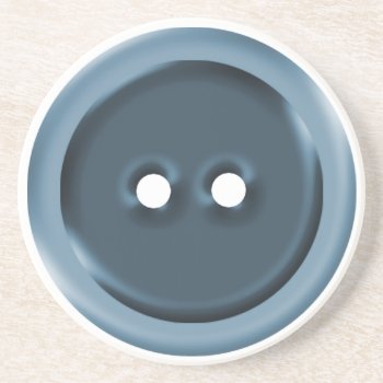 Big Blue Button Sandstone Coaster by VoXeeD at Zazzle