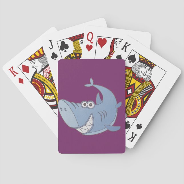 Big Blue Cartoon Shark Poker Cards (Back)