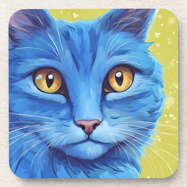 Big Blue Cat. Beverage Coaster (Front)