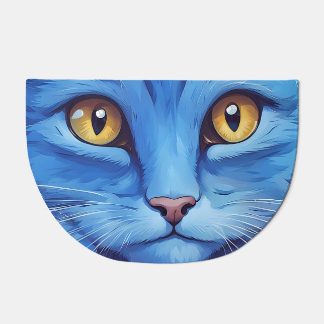 Big Blue Cat Doormat (Front)