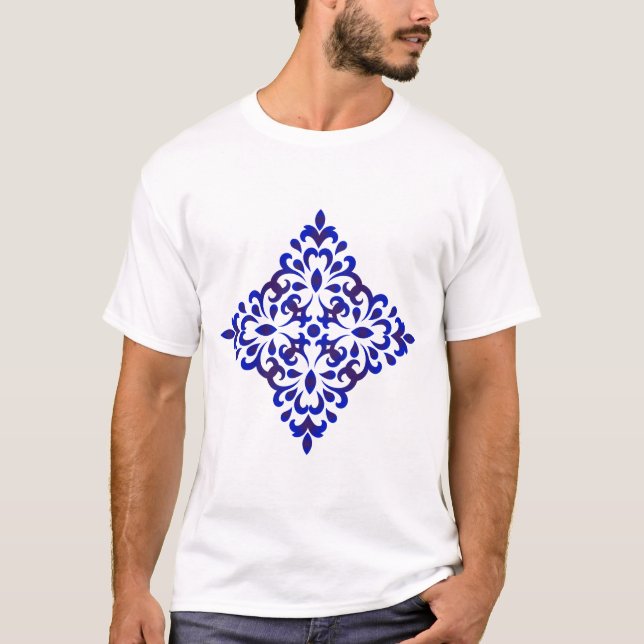 Big Blue Floral Tile T-Shirt (Front)