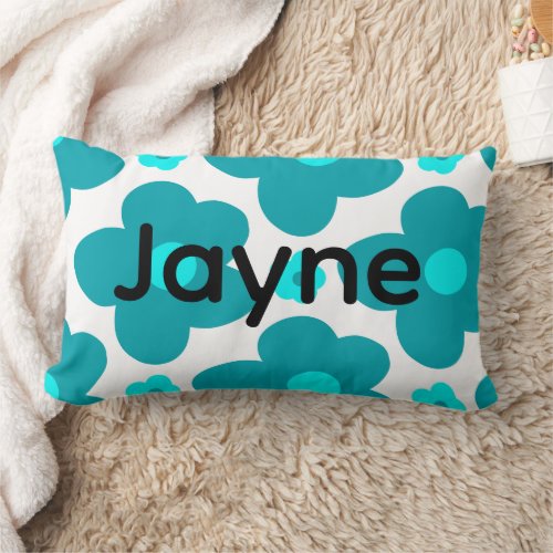 Big Blue Flowers Teen  Lumbar Pillow