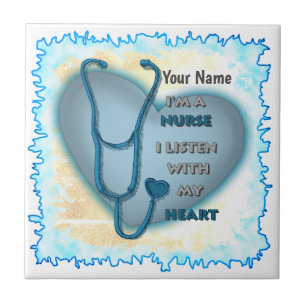 Big blue heart nurse  ceramic tile