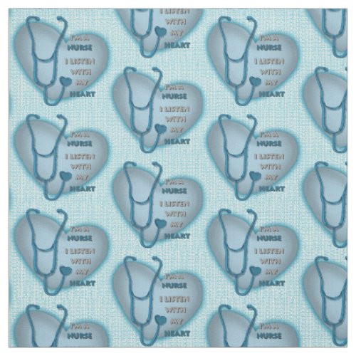 Big Blue Heart Nurse Fabric