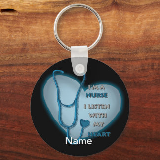 Big blue heart nurse keychain