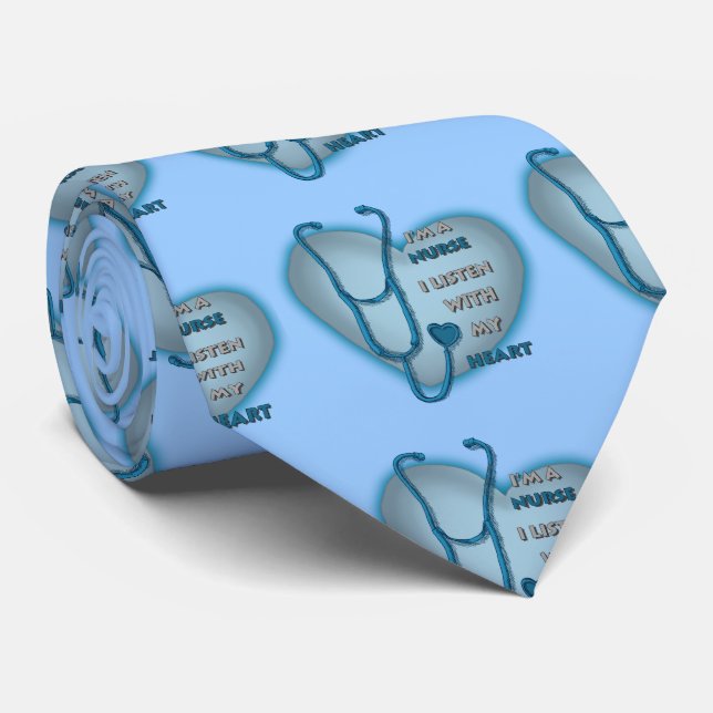 Big blue heart nurse  tie (Rolled)