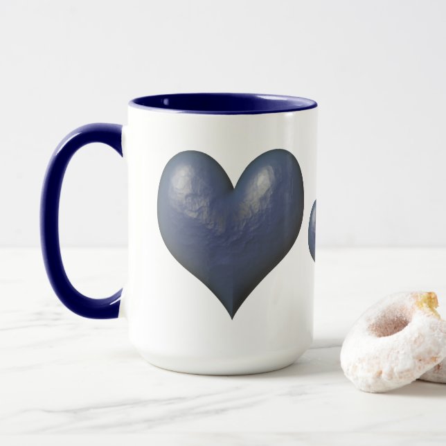 Big Blue Heart of Stone Mug (With Donut)