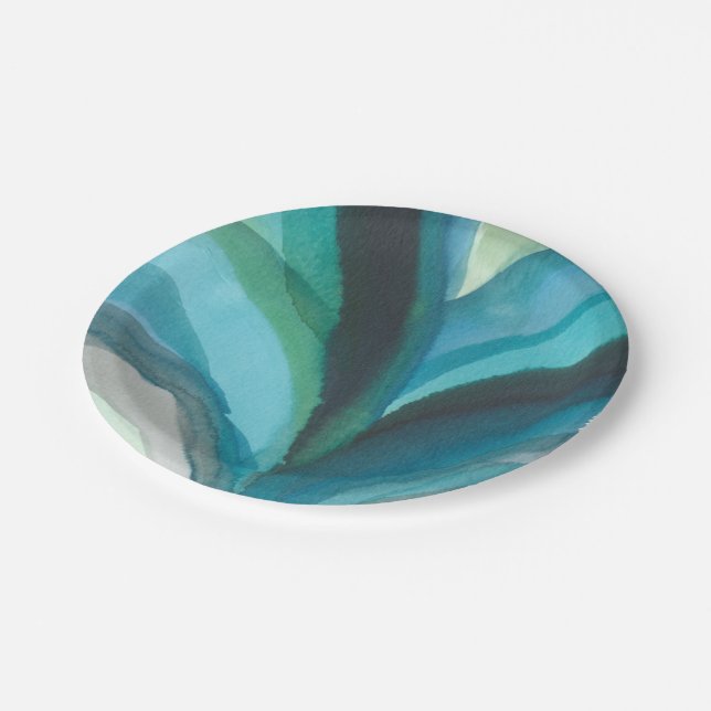 Big Blue Leaf I Paper Plates (Angled)
