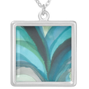 Big Blue Leaf I Silver Plated Necklace