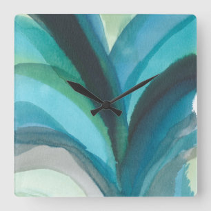 Big Blue Leaf I Square Wall Clock