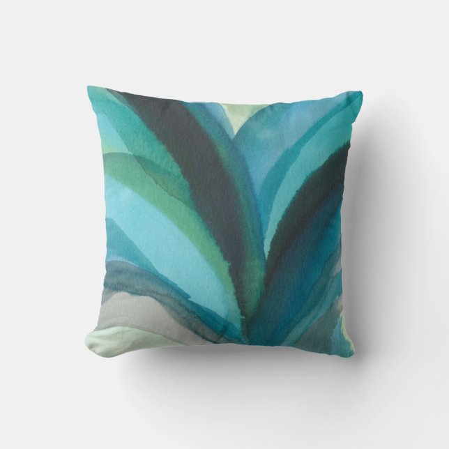 Big Blue Leaf I Throw Pillow (Front)