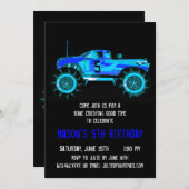 Big Blue Monster Truck Birthday Party Invitations (Front/Back)