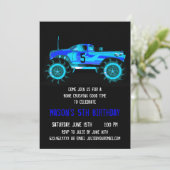 Big Blue Monster Truck Birthday Party Invitations (Standing Front)