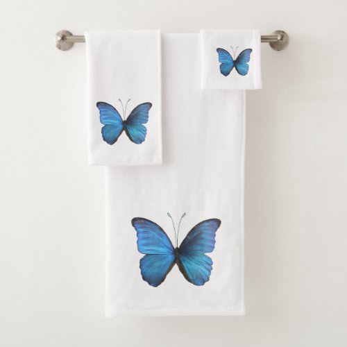 Big Blue Morpho Butterfly Bath Towel Set