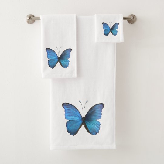 Big Blue Morpho Butterfly Bath Towel Set | Zazzle.com