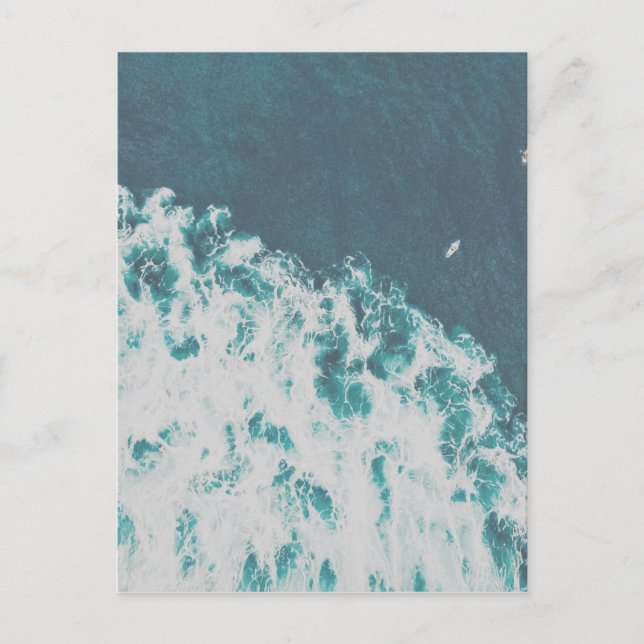Big Blue Ocean Waves Aerial Beach View Photography Postcard (Front)