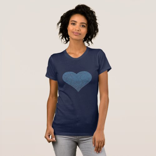 Big Blue Patterned Heart T_Shirt