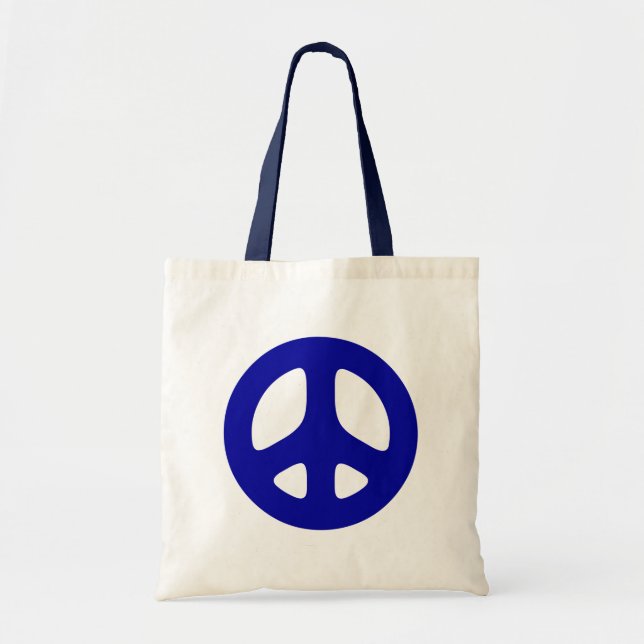 Big Blue Peace Sign Beach Tote Bag (Front)