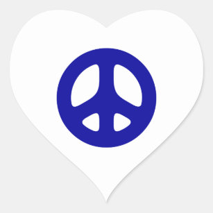 Big Blue Peace Sign Heart Sticker
